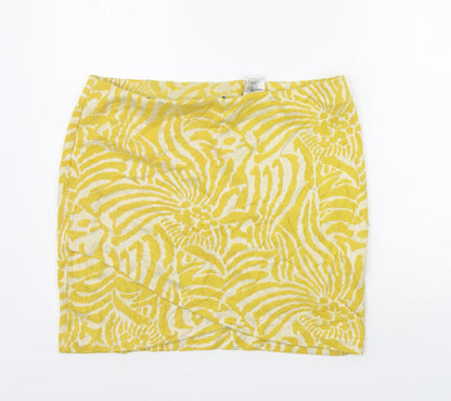 H&M Womens Yellow Geometric  A-Line Skirt Size L