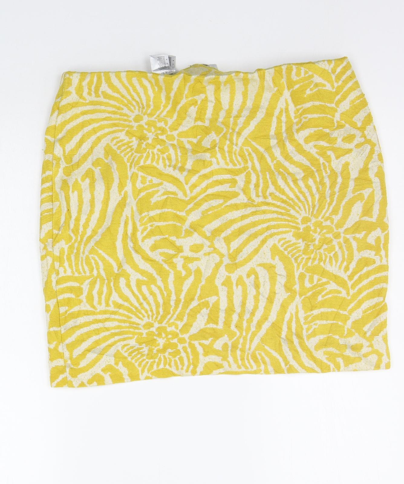 H&M Womens Yellow Geometric  A-Line Skirt Size L