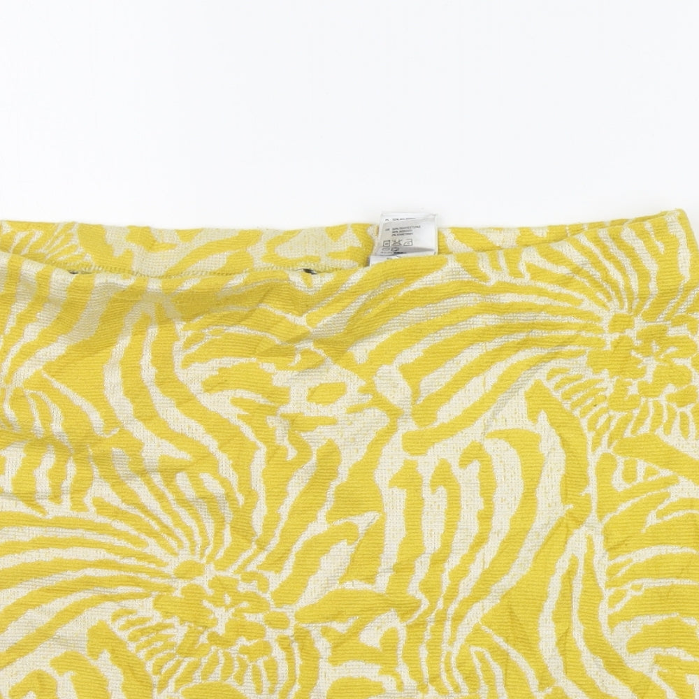 H&M Womens Yellow Geometric  A-Line Skirt Size L