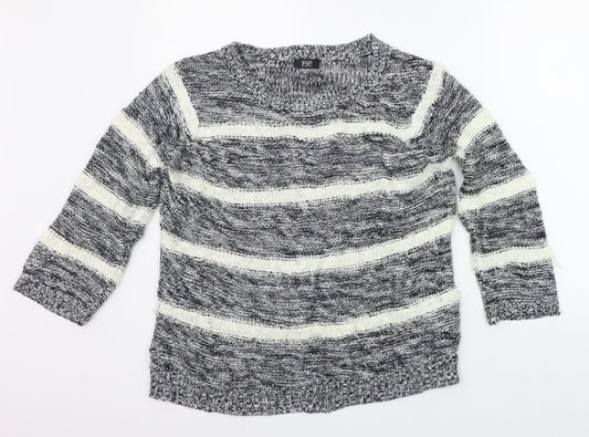 F&F Womens Grey Striped  Pullover Jumper Size 12