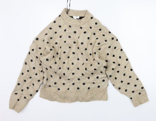 Womens UK Size XS H&M Beige Pullover Jumper