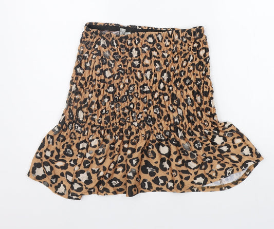 ASOS Womens Beige Animal Print  Flare Skirt Size 10  - Elastic Waist Band