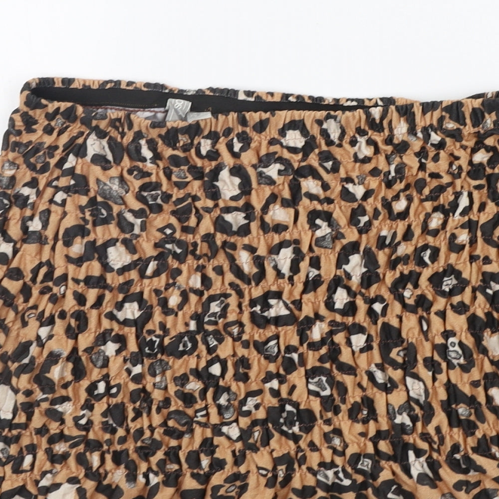 ASOS Womens Beige Animal Print  Flare Skirt Size 10  - Elastic Waist Band
