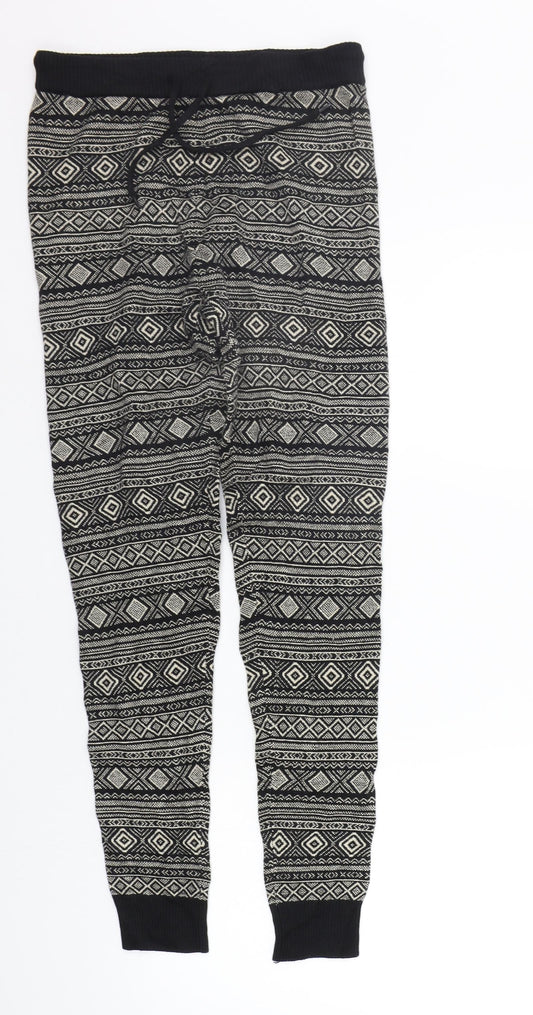 FOREVER 21 Womens Black Geometric  Jogger Trousers Size M L25 in