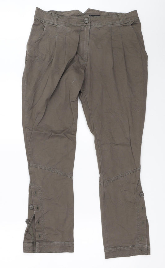 Womens UK Size 40 H&M Regular Fit Cargo Green Trousers