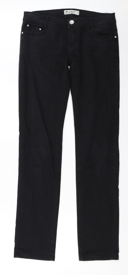 Womens UK Size 28 in Sunbird Regular Fit Straight Black Jeans