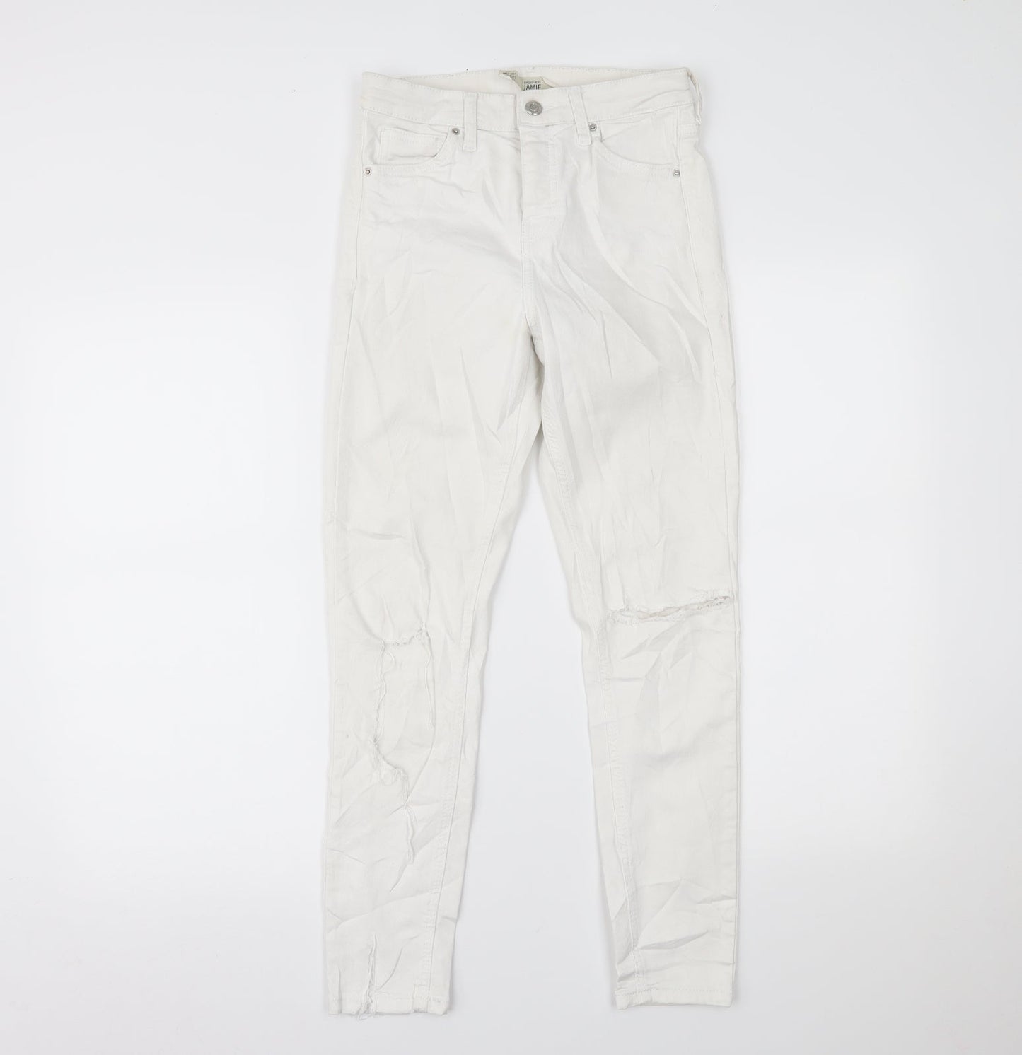 Topshop Womens White  Denim Skinny Jeans Size 26 L30 in