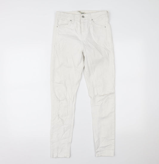 Topshop Womens White  Denim Skinny Jeans Size 26 L30 in