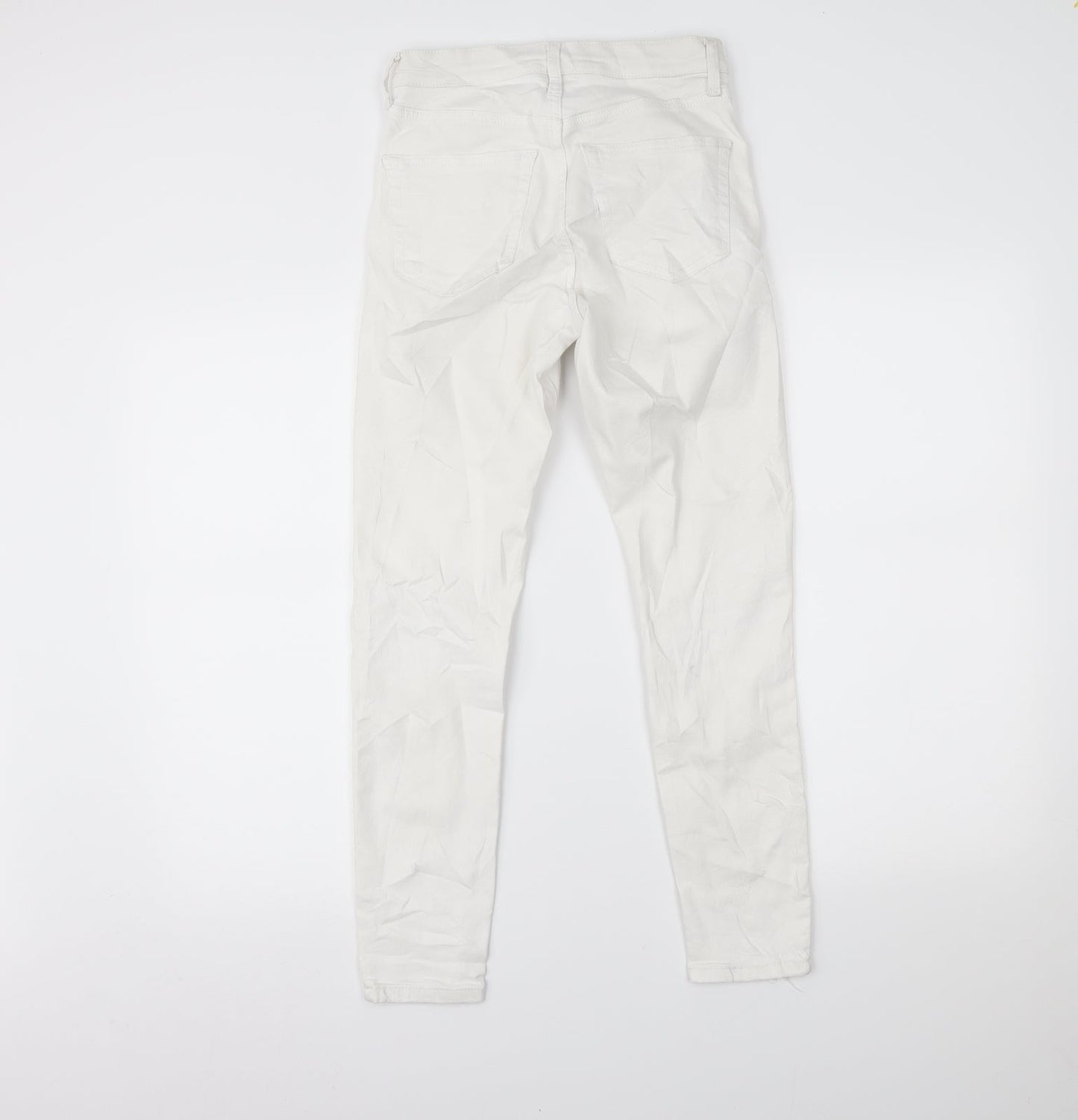 Topshop Womens White  Denim Skinny Jeans Size 26 L30 in