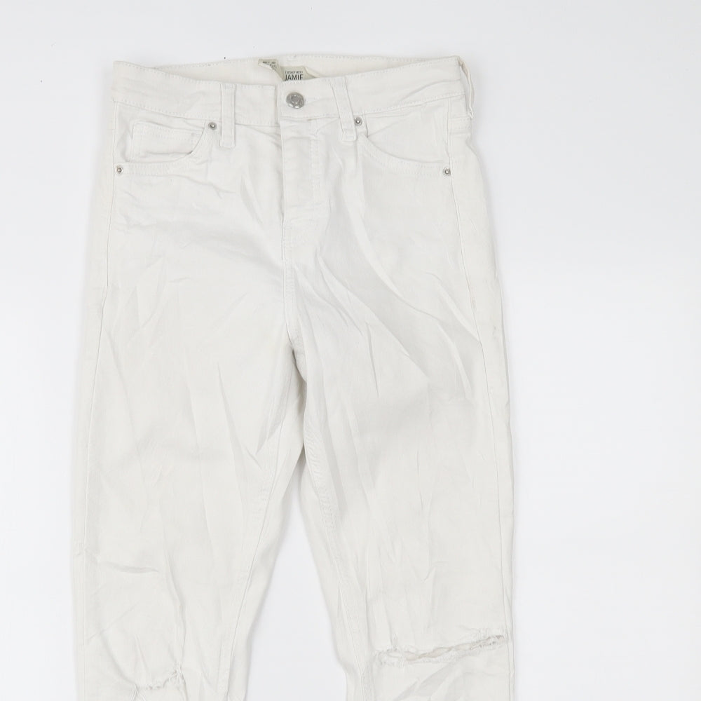 Topshop Womens White  Denim Skinny Jeans Size 26 L30 in