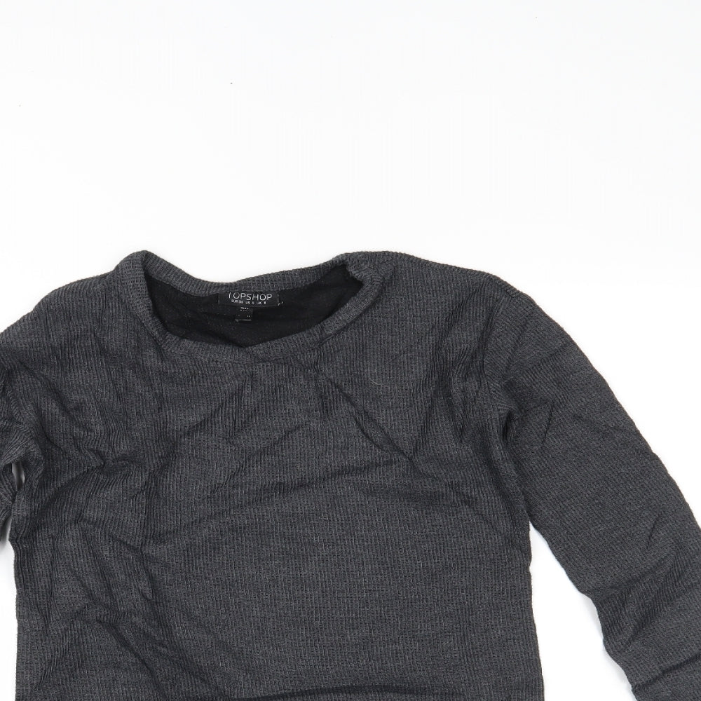 Womens UK Size 8 Topshop Grey Basic Blouse