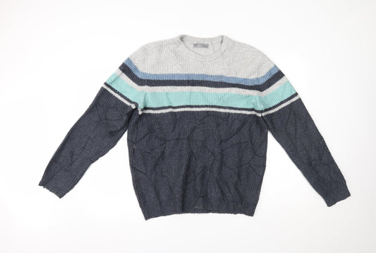 Marks and Spencer Mens Multicoloured Striped  Pullover Jumper Size L