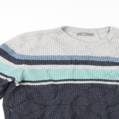 Marks and Spencer Mens Multicoloured Striped  Pullover Jumper Size L