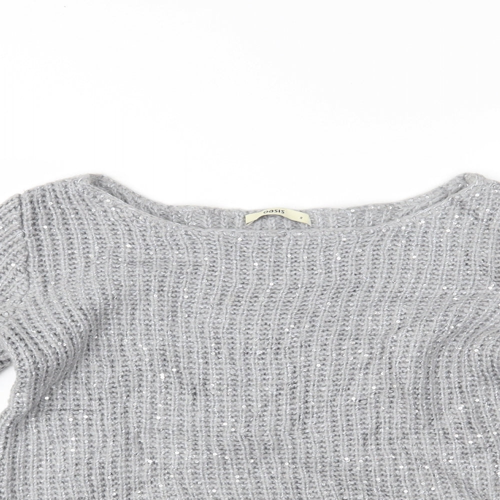 Womens UK Size S Oasis Grey Pullover Jumper