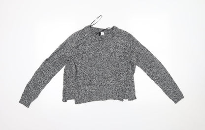 Womens UK Size S H&M Grey Cropped Blouse