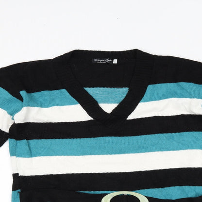 unique style Womens Multicoloured Striped  Pullover Jumper Size L