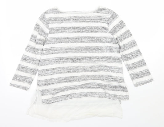 Phase Eight Womens Grey Striped  Basic T-Shirt Size 8