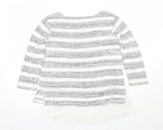 Phase Eight Womens Grey Striped  Basic T-Shirt Size 8