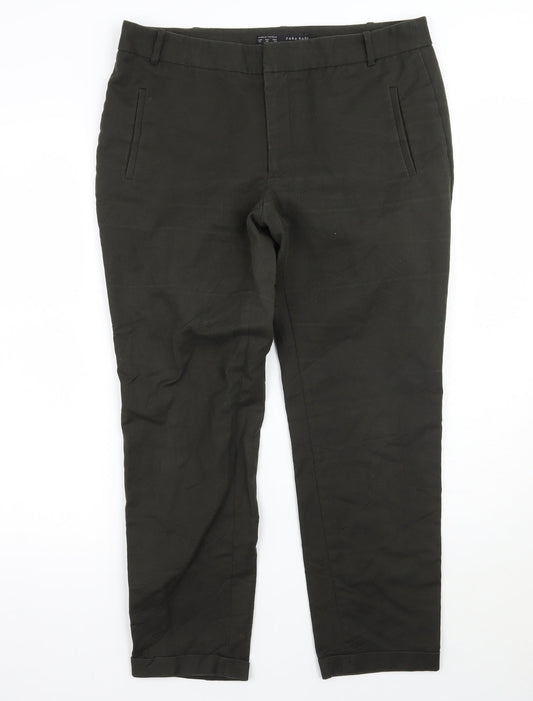 Zara Womens Green   Cropped Trousers  L25 in