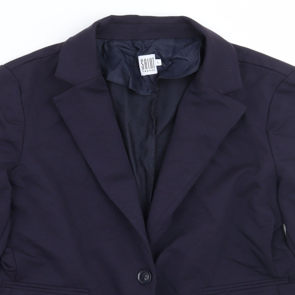 Saint Tropez Clothing Womens Blue  Rayon Jacket Coat Size L