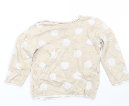 H&M Girls Beige Polka Dot  Pullover Jumper Size 9-12 Months