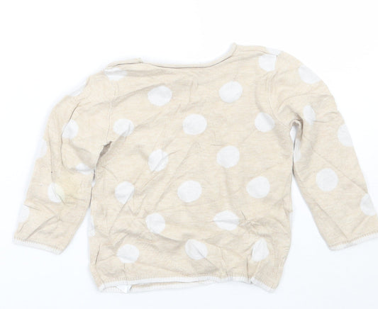H&M Girls Beige Polka Dot  Pullover Jumper Size 9-12 Months