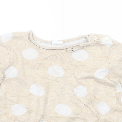 H&M Girls Beige Polka Dot  Pullover Jumper Size 9-12 Months