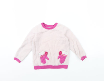 m&s Girls Pink   Pullover Jumper Size 2 Years