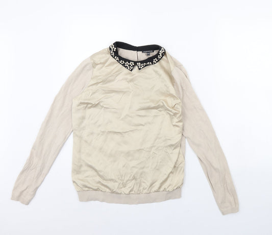 Womens UK Size 12 Warehouse Beige Pullover Jumper