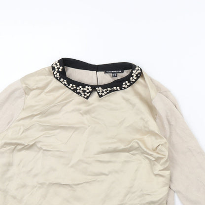Womens UK Size 12 Warehouse Beige Pullover Jumper