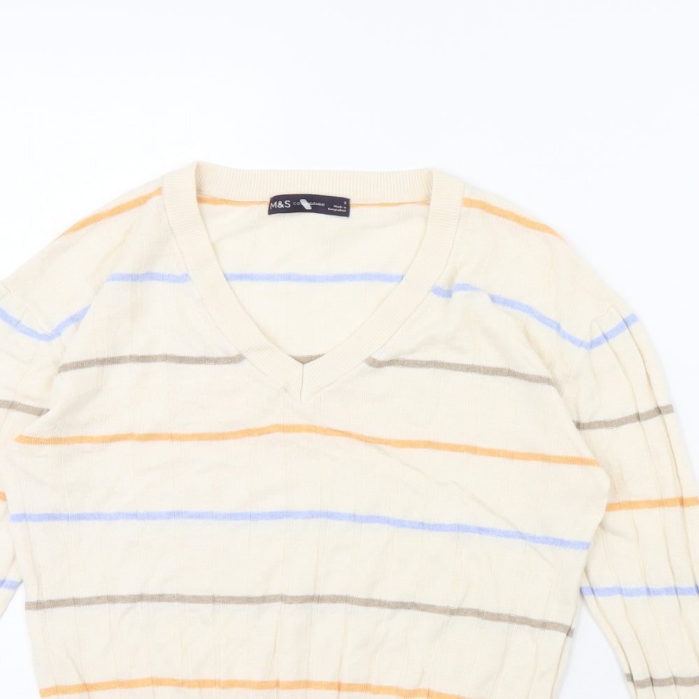 Womens UK Size S m&s Beige Pullover Jumper