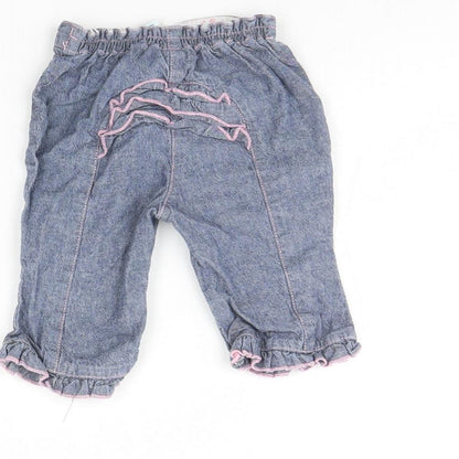 TU Girls Blue  Denim Capri Trousers Size 3-6 Months