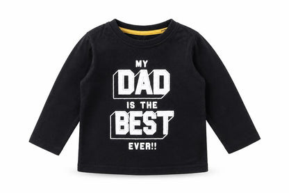 Front view of Rebel Baby Black Basic T-Shirt, size 12, Months - my dad is the best