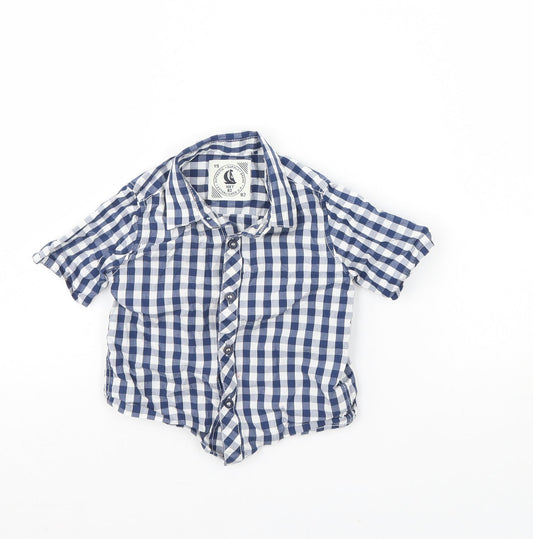 NEXT Baby Blue Plaid  Basic Button-Up Size 12 Months
