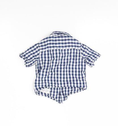 NEXT Baby Blue Plaid  Basic Button-Up Size 12 Months