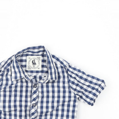 NEXT Baby Blue Plaid  Basic Button-Up Size 12 Months