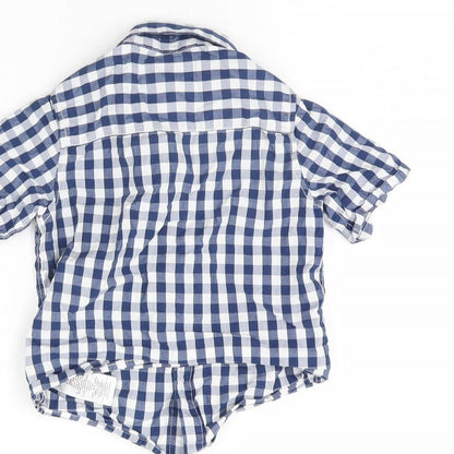 NEXT Baby Blue Plaid  Basic Button-Up Size 12 Months