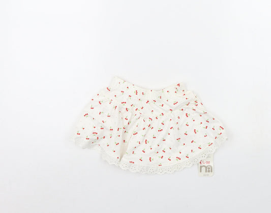 Mothercare Girls White Polka Dot  Mini Skirt Size 6-9 Months