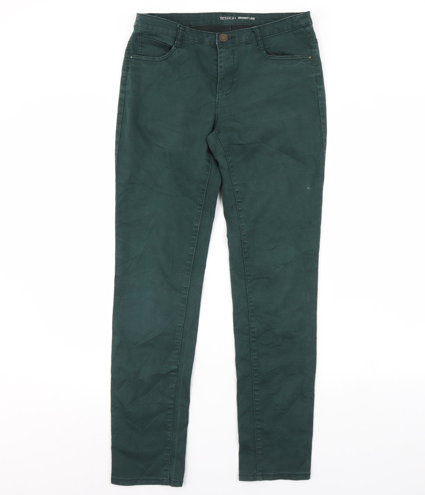 Womens UK Size 10 Preworn Regular Fit Skinny Green Jeans