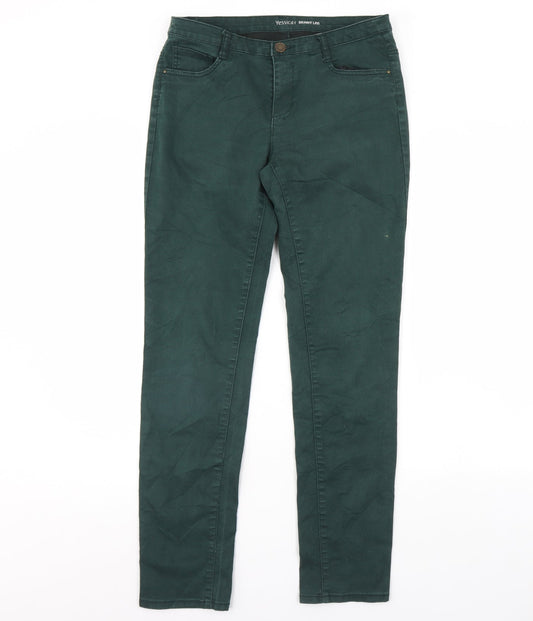 Womens UK Size 10 Preworn Regular Fit Skinny Green Jeans