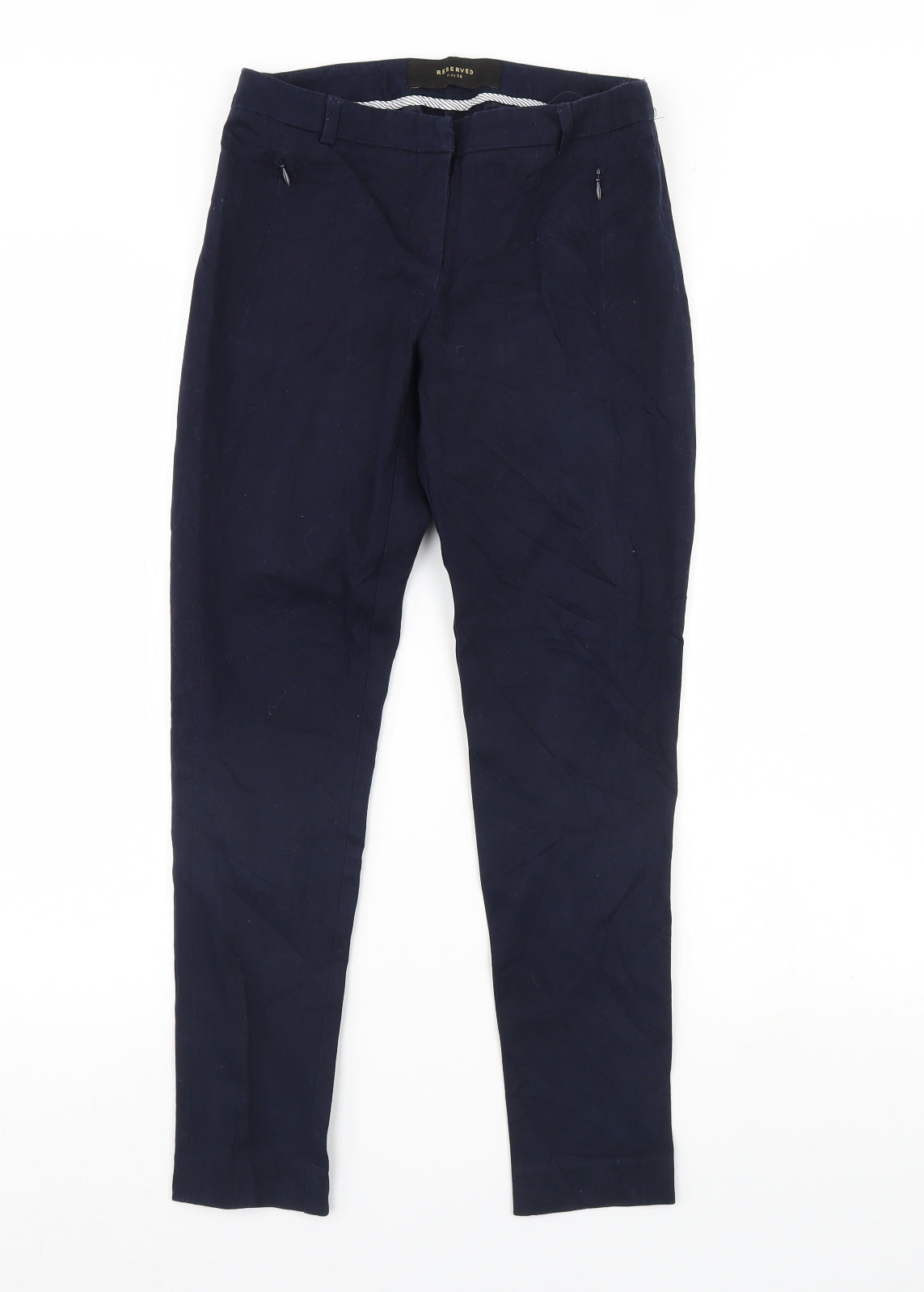 Womens UK Size 8 RESERVED Regular Fit Dress Pants Blue Trousers
