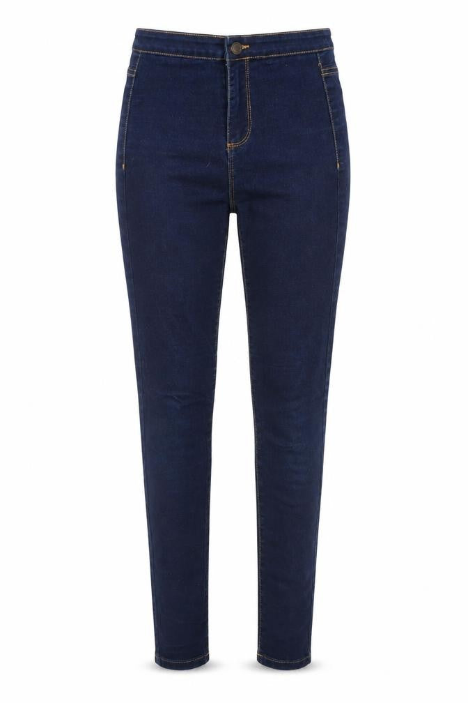 Front view of Denim & Co. women’s blue denim skinny jeans, size UK 8, 28-inch leg