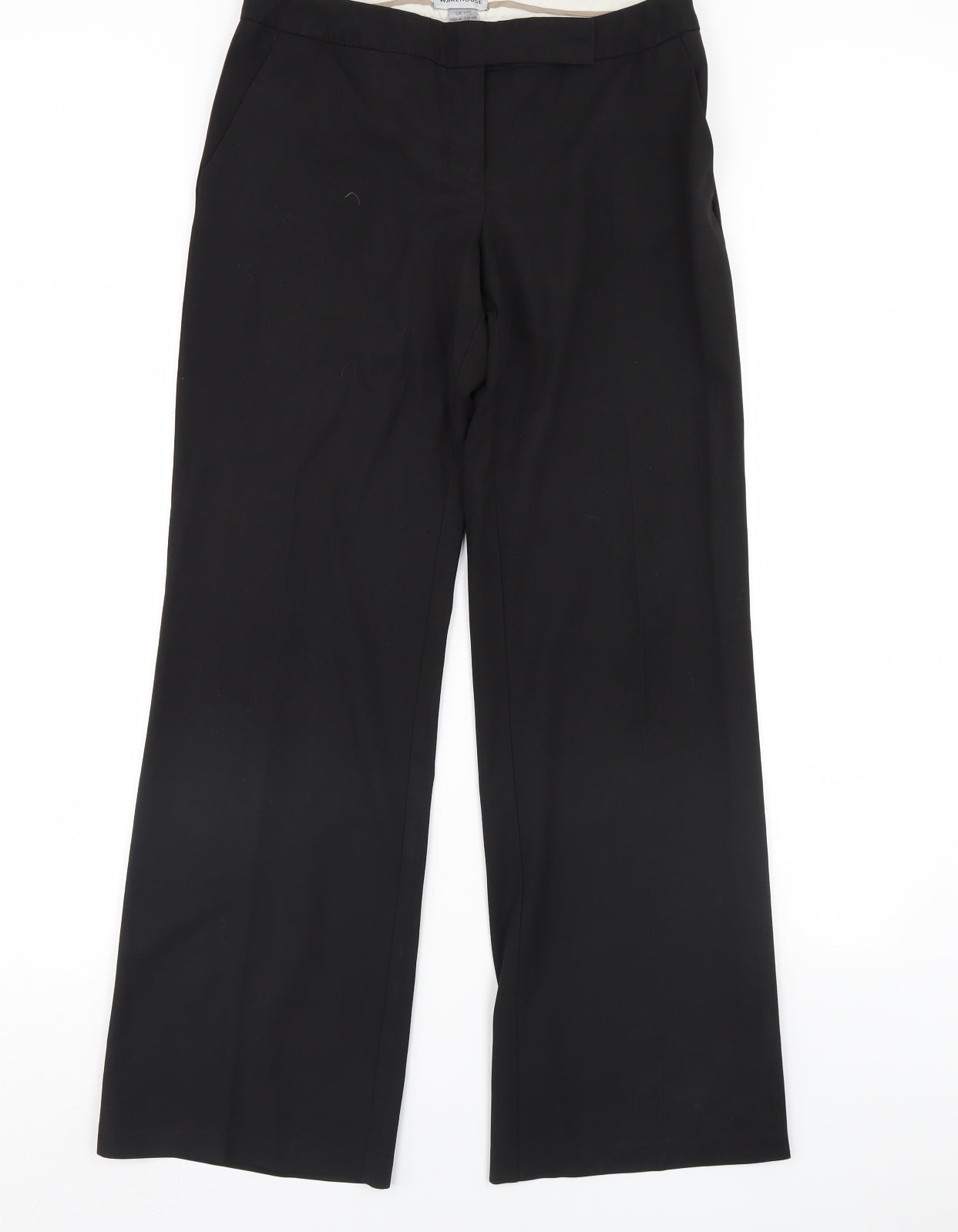 Womens UK Size 12 Warehouse Regular Fit Dress Pants Black Trousers