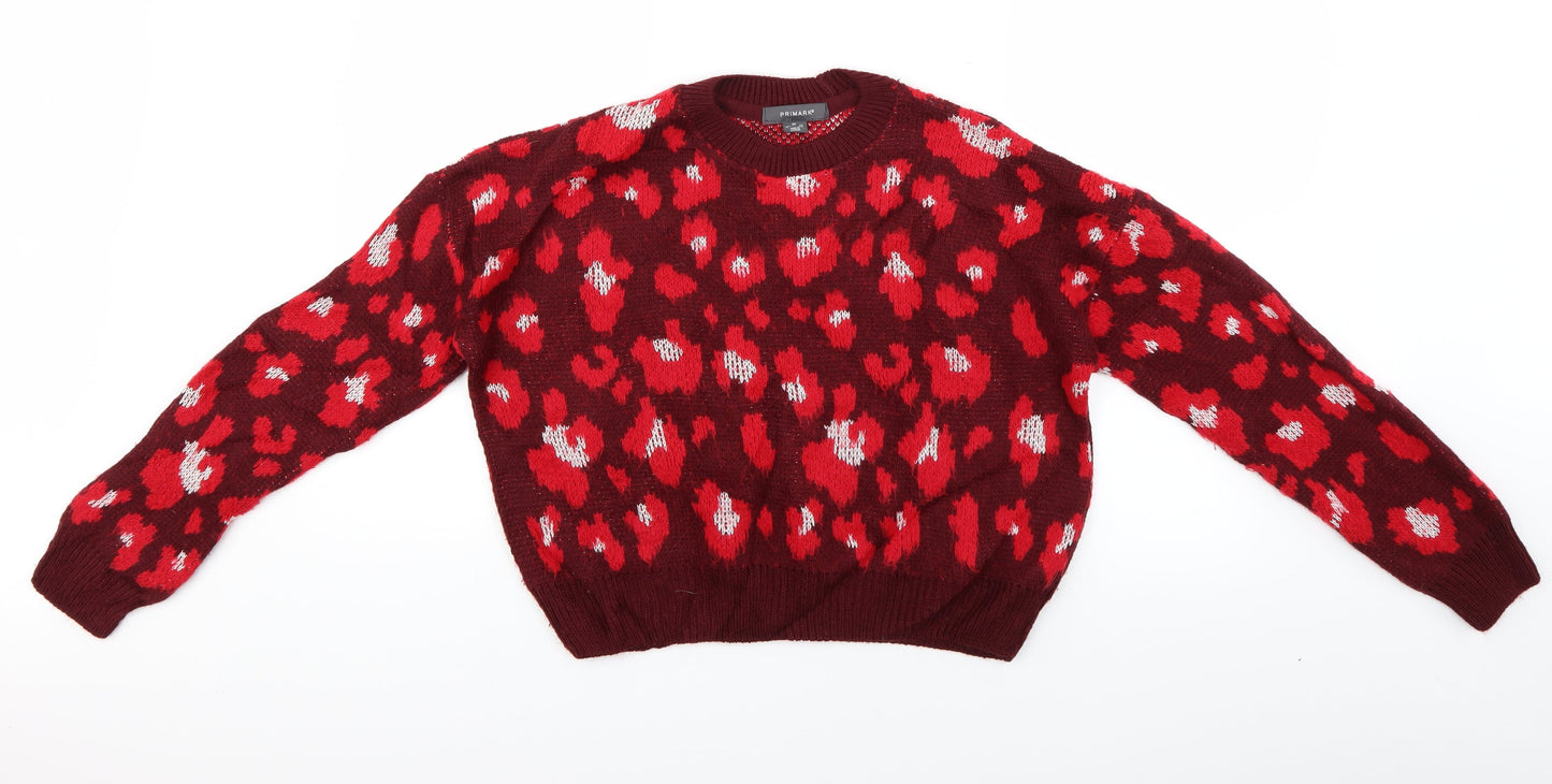 Primark Womens Red   Pullover Jumper Size 6  - flowers