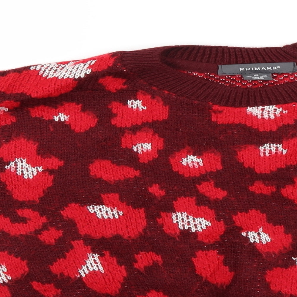 Primark Womens Red   Pullover Jumper Size 6  - flowers