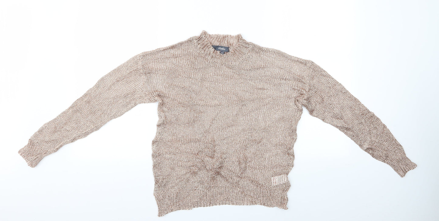 Womens UK Size 8 Studio Brown Pullover Jumper