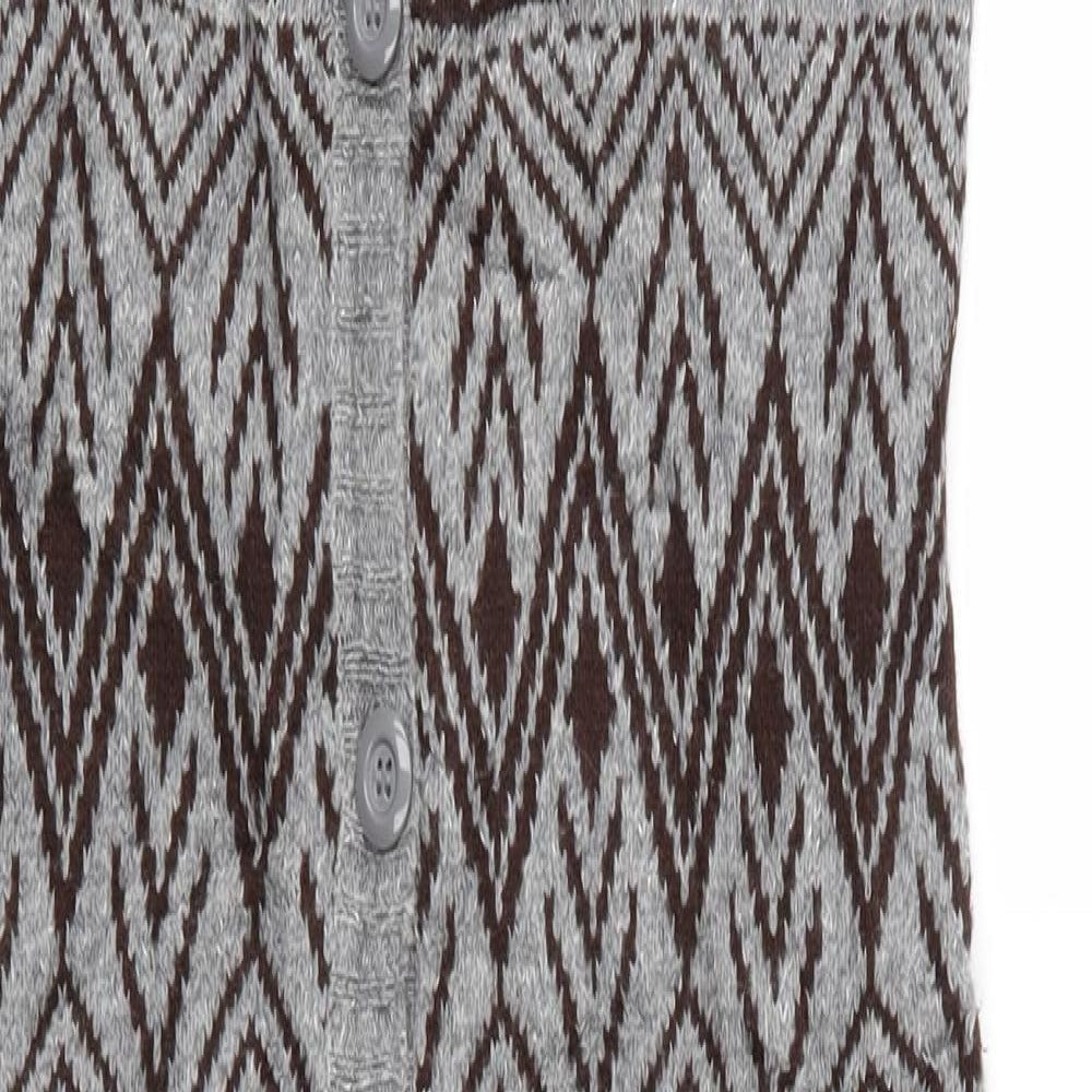 FOREVER 21 Womens Multicoloured Geometric  Cardigan Jumper Size S  - Longline Knit Waistcoat