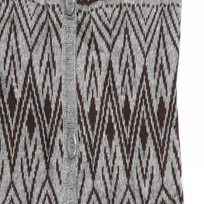 FOREVER 21 Womens Multicoloured Geometric  Cardigan Jumper Size S  - Longline Knit Waistcoat