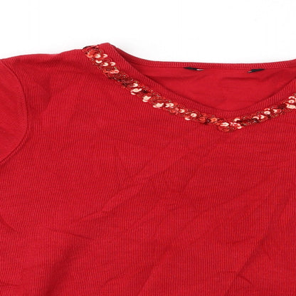 PreWorrn Womens Red   Pullover Jumper Size S  - Ribbed Red Top
