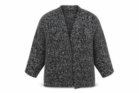 Front view of Atmosphere women’s grey cardigan jumper, size UK 10